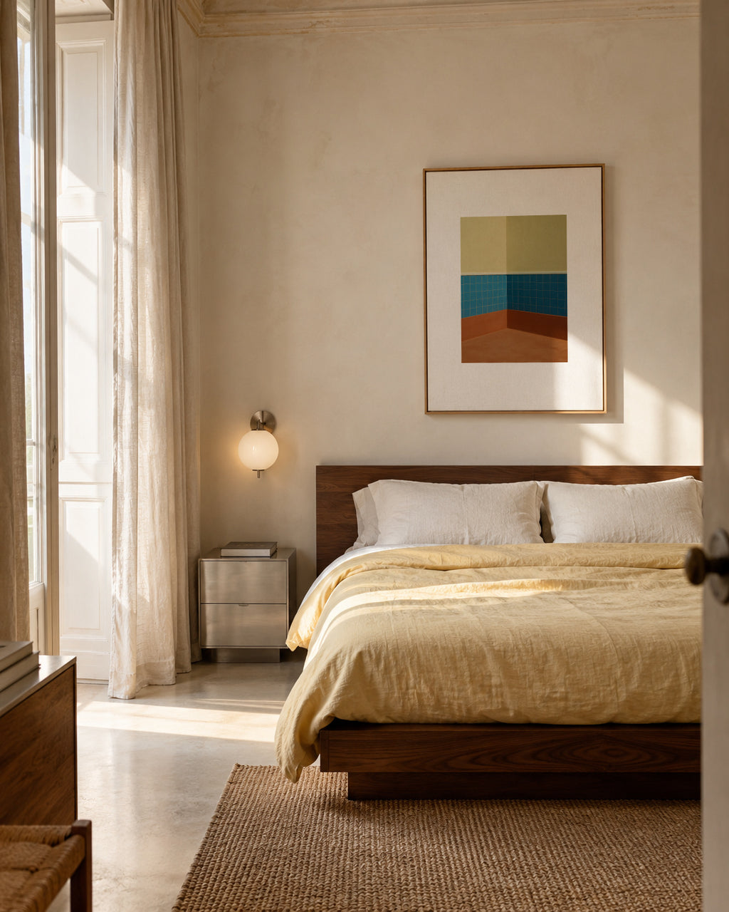 Blue Corner - Framed canvas in an interior