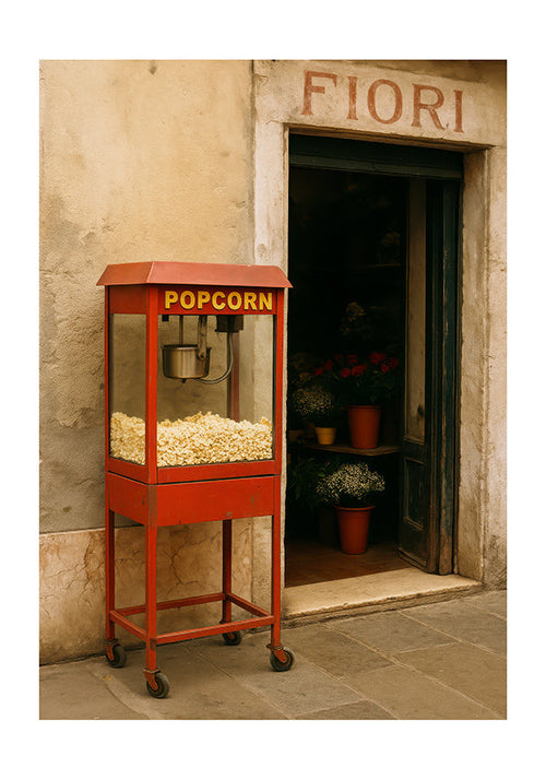 Obraz do kuchyně s vintage popcorn vozíkem