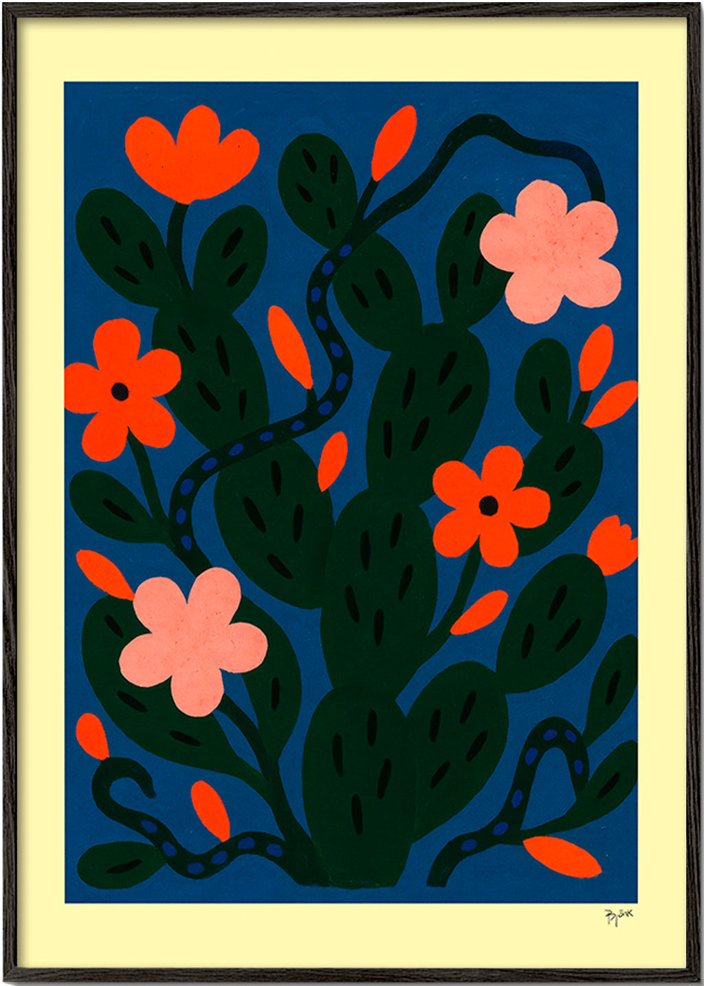 Botanický plakát Noční květy – Black Frame