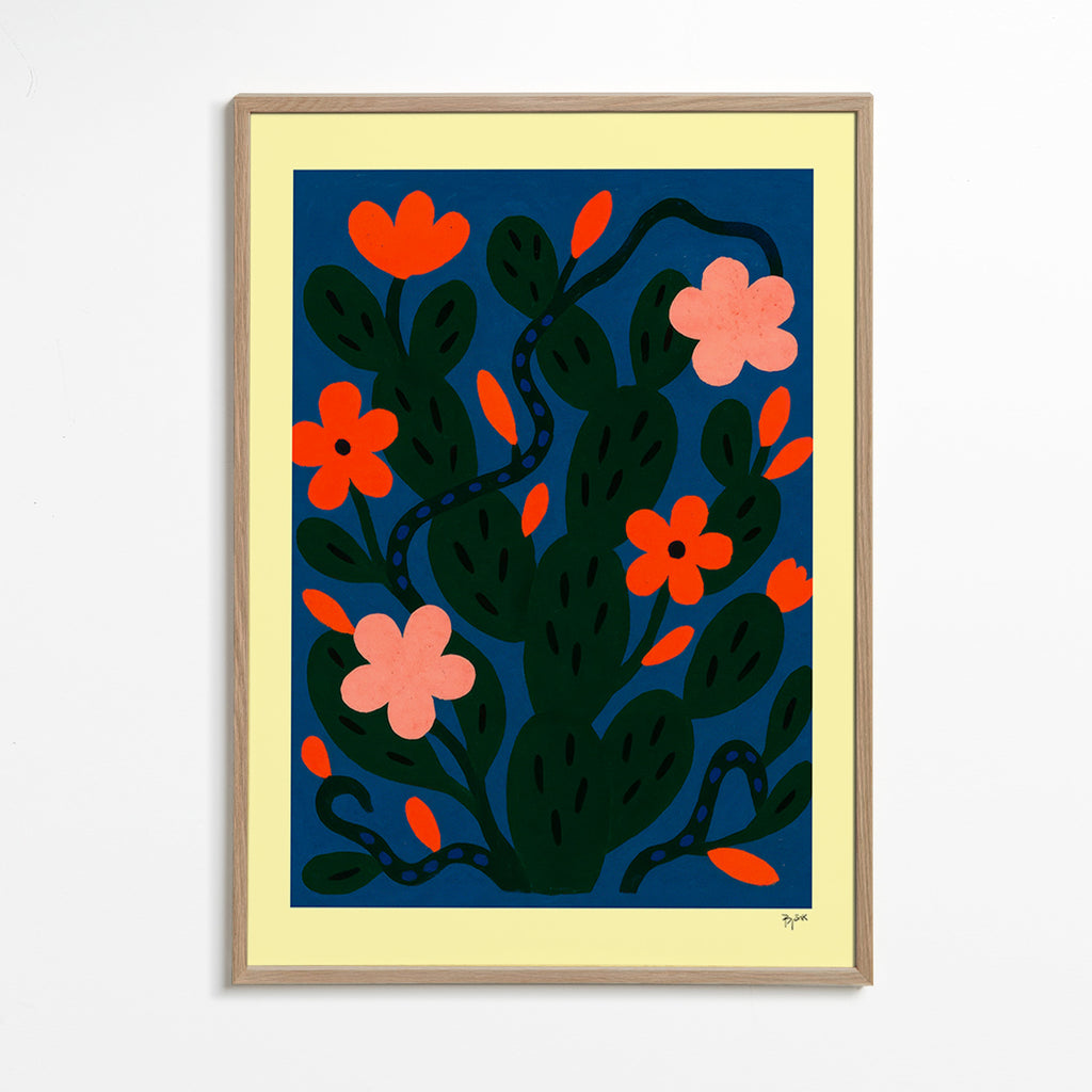 Botanický plakát Noční květy – Oak Frame