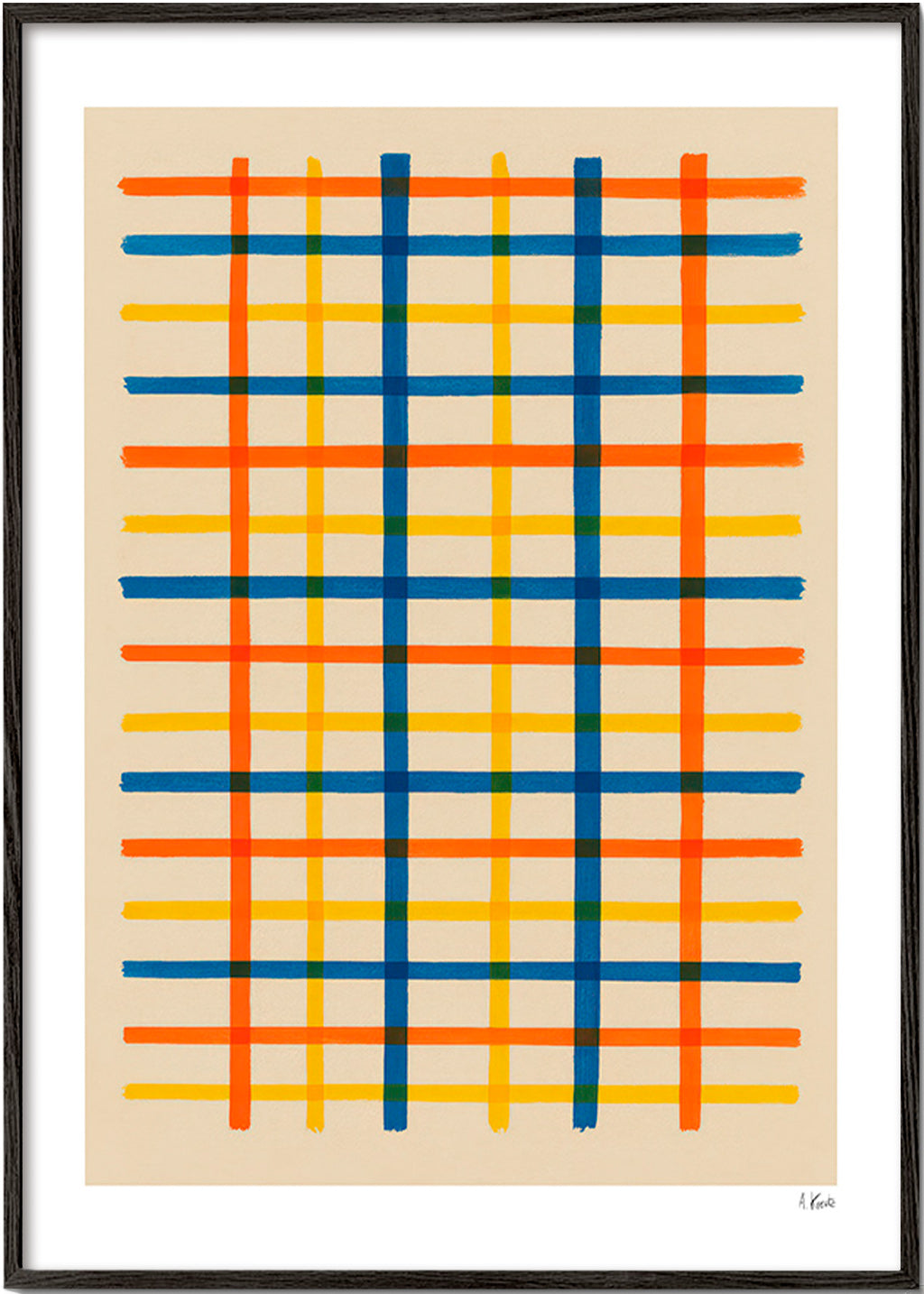 Geometrický obraz barevná mřížka – Black Frame