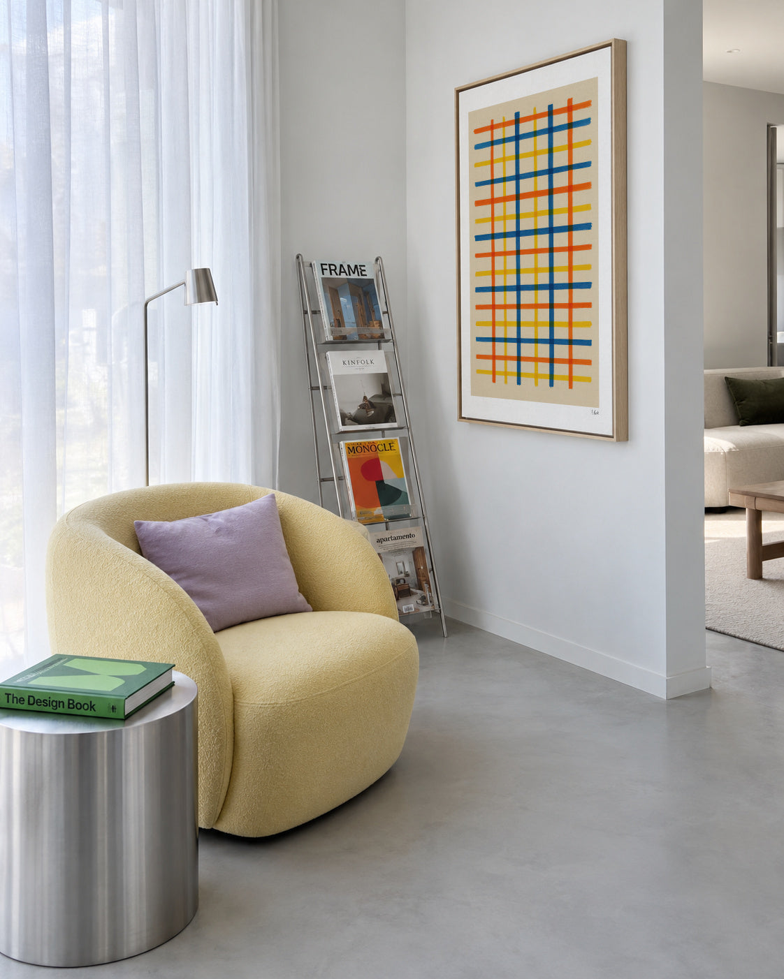 Summer Grid - Framed canvas in an interior