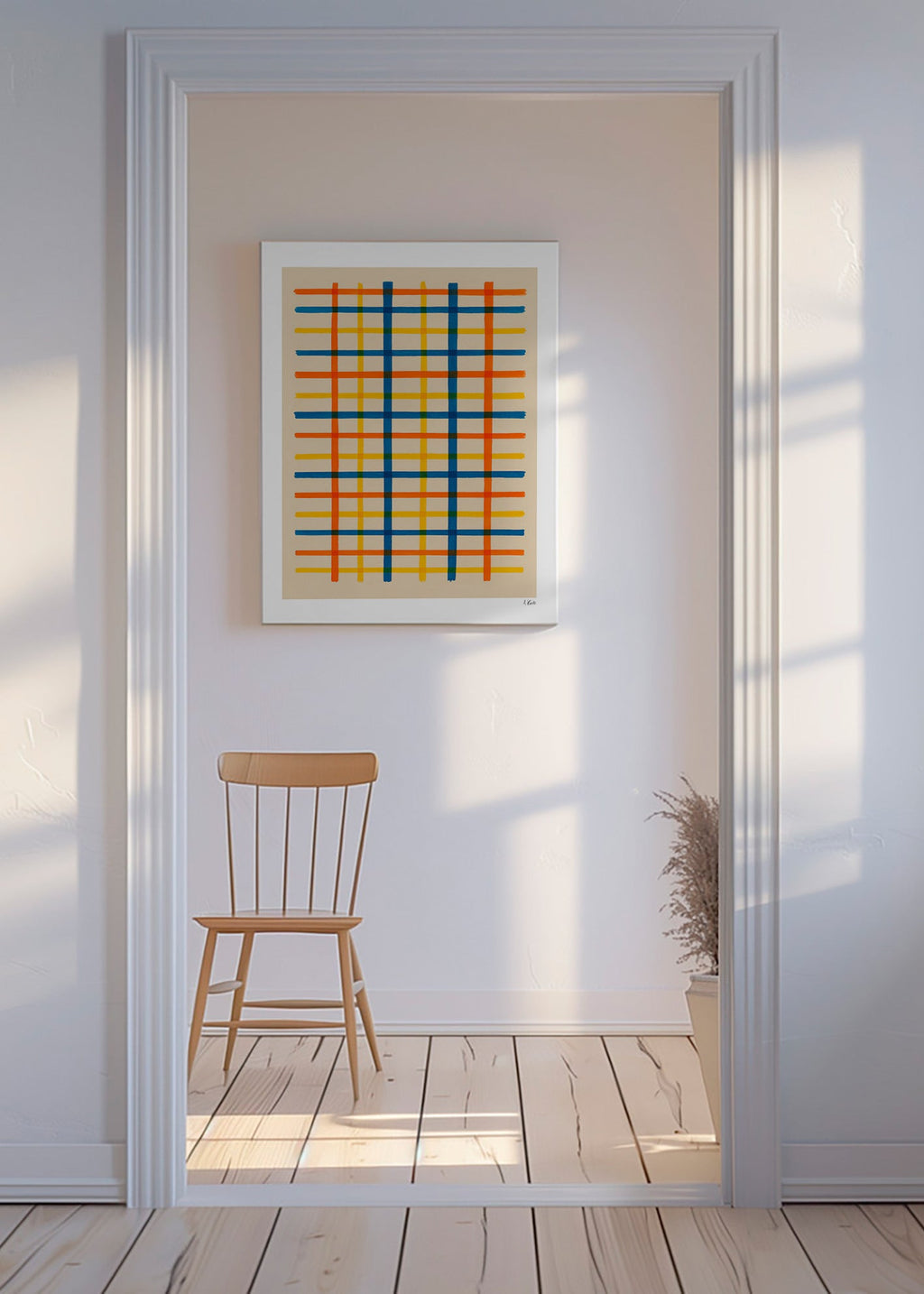 Geometrický obraz barevná mřížka – Canvas