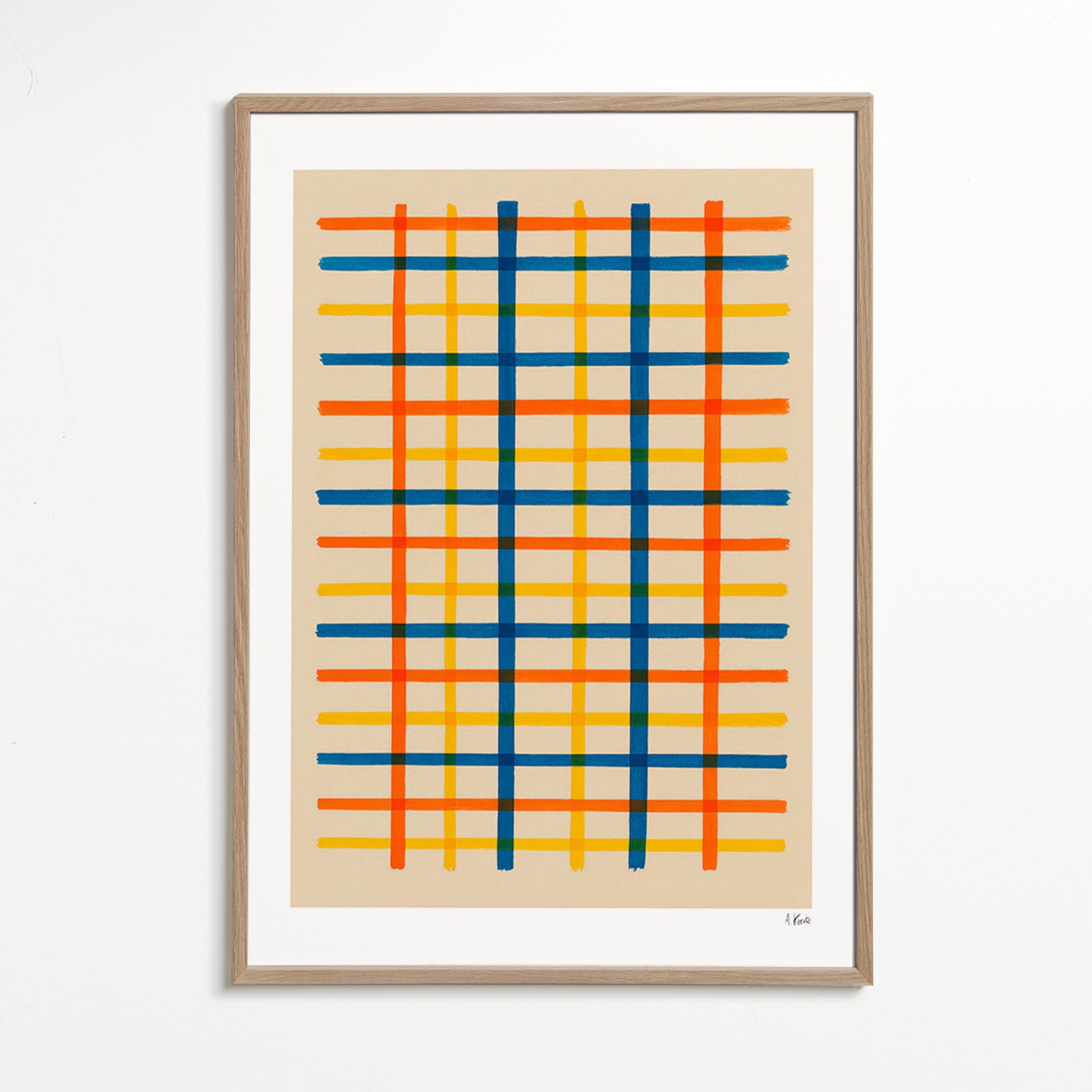 Geometrický obraz barevná mřížka – Oak Frame