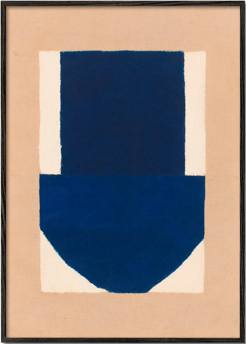 Geometrický obraz modrý a béžový – Black Frame