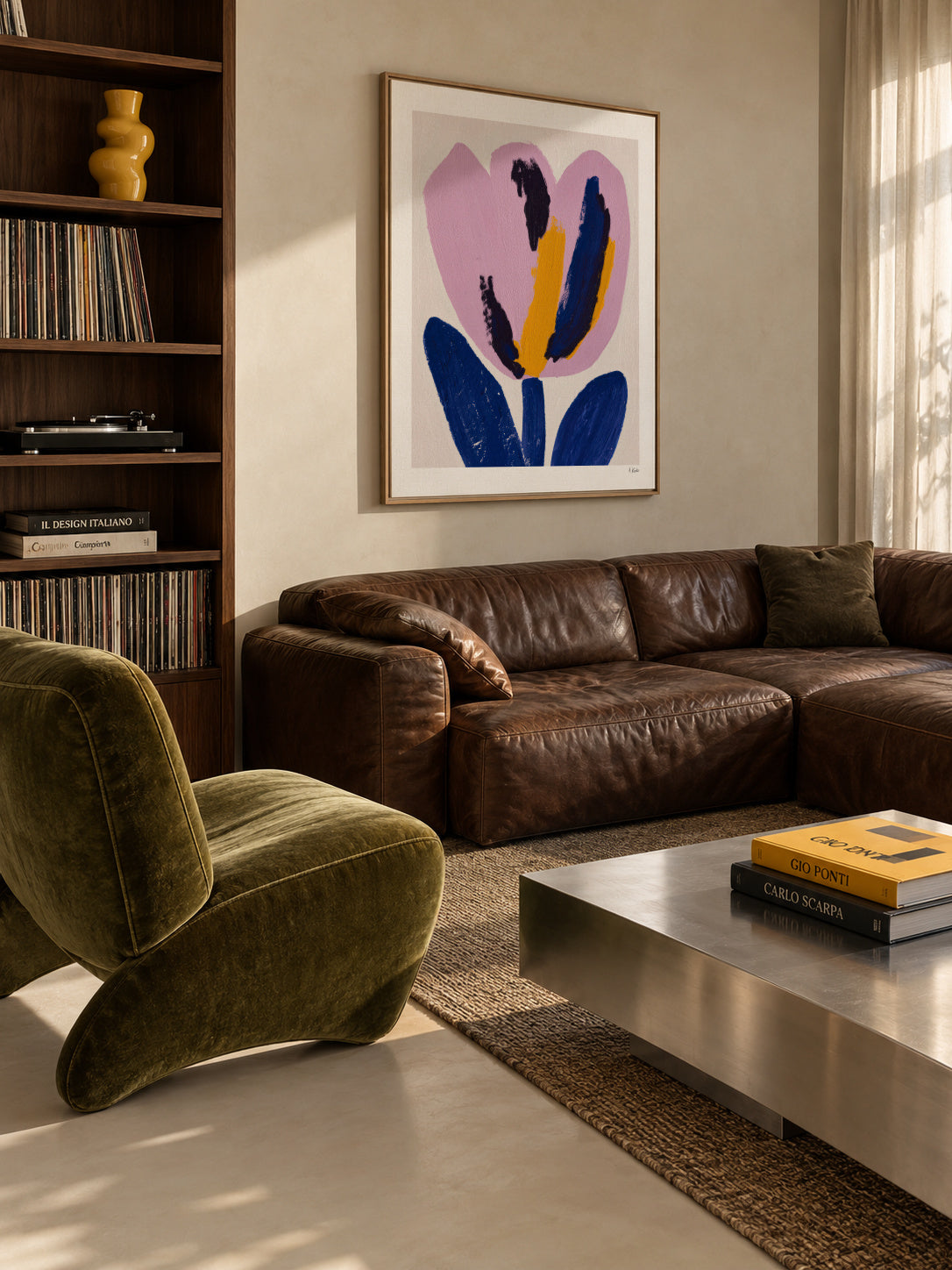 Pink Petal - Framed canvas in an interior