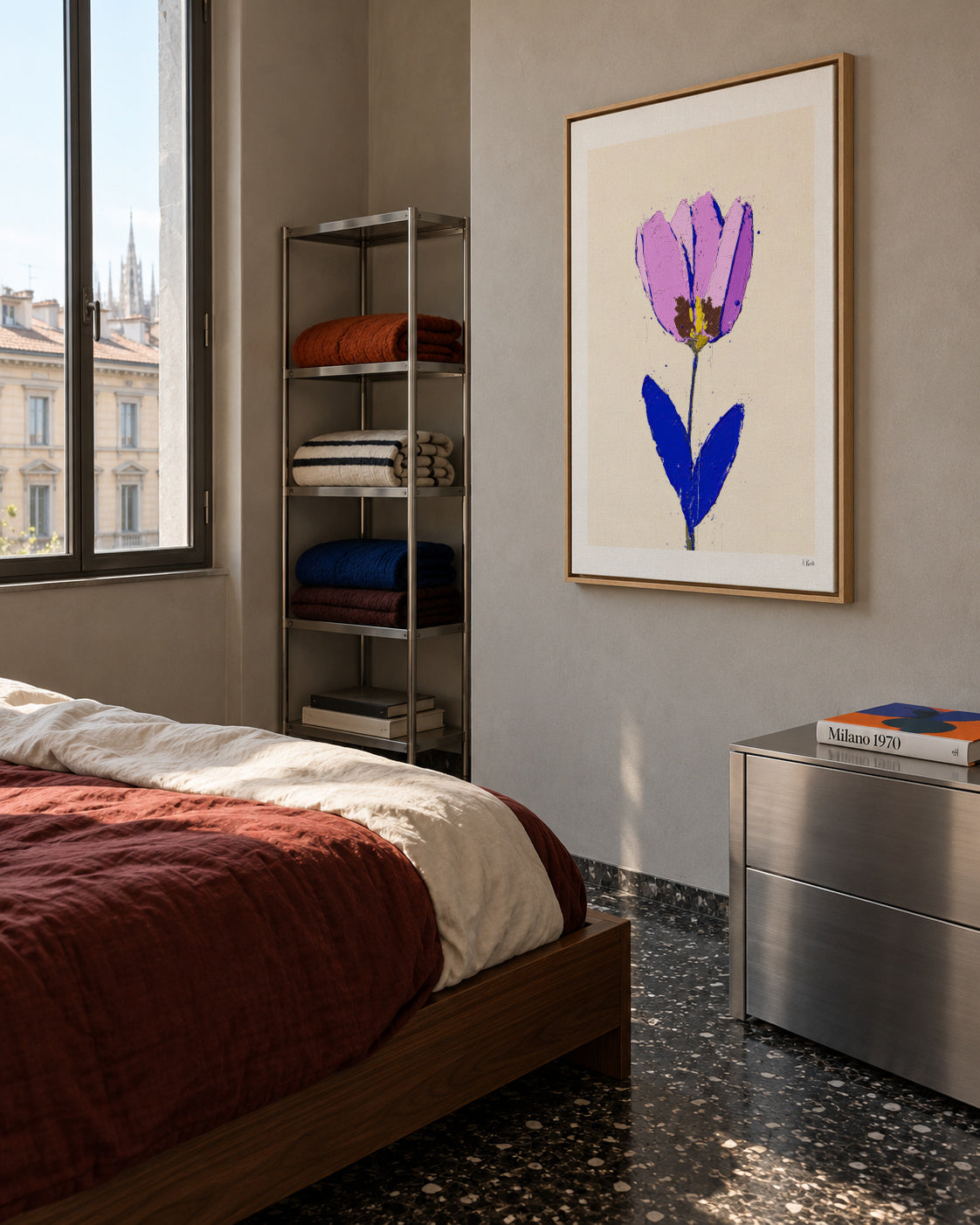 Violet Stem - Framed canvas in an interior