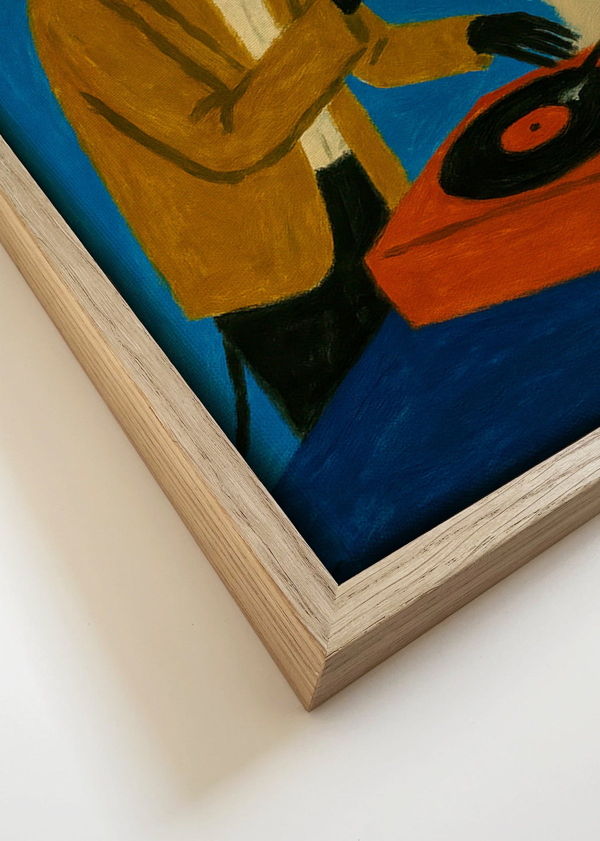 Ilustrace DJ pes s vinylovou deskou – Canvas detail