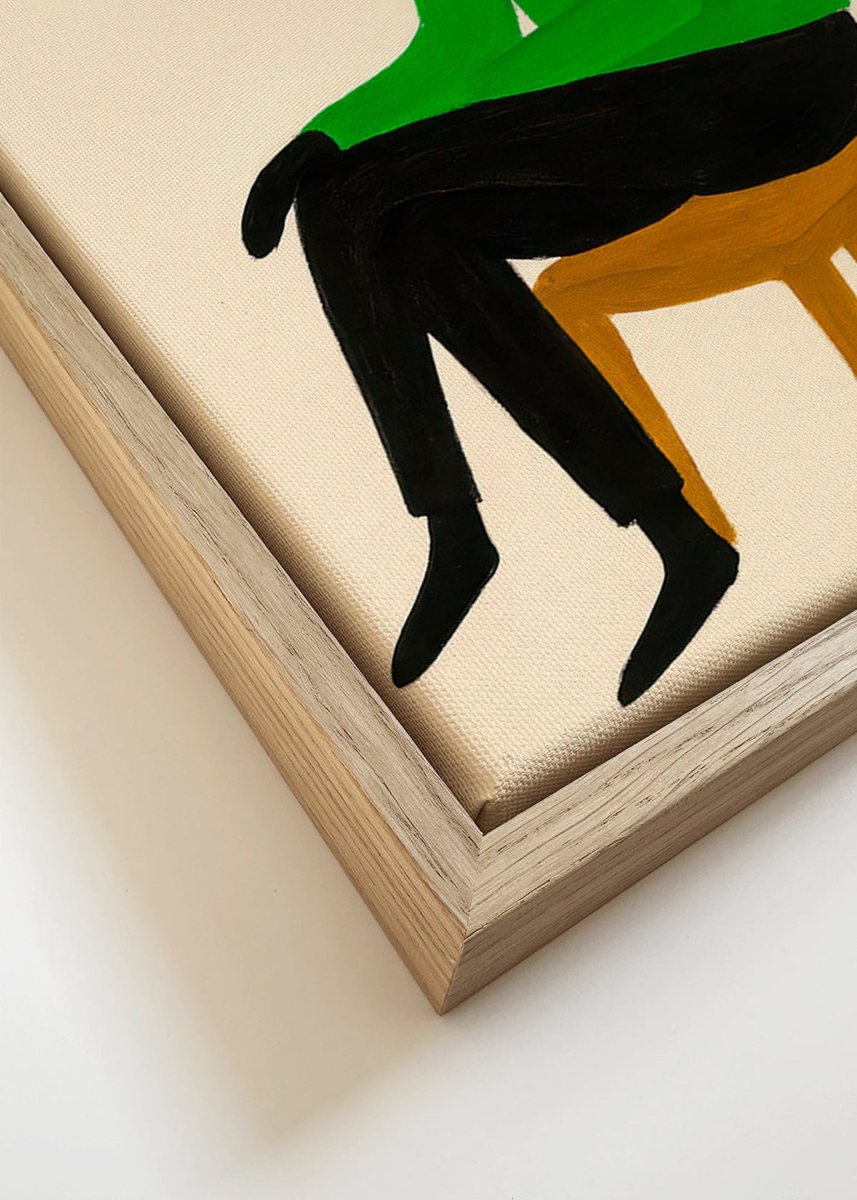Ilustrace psa v zeleném roláku – Canvas detail