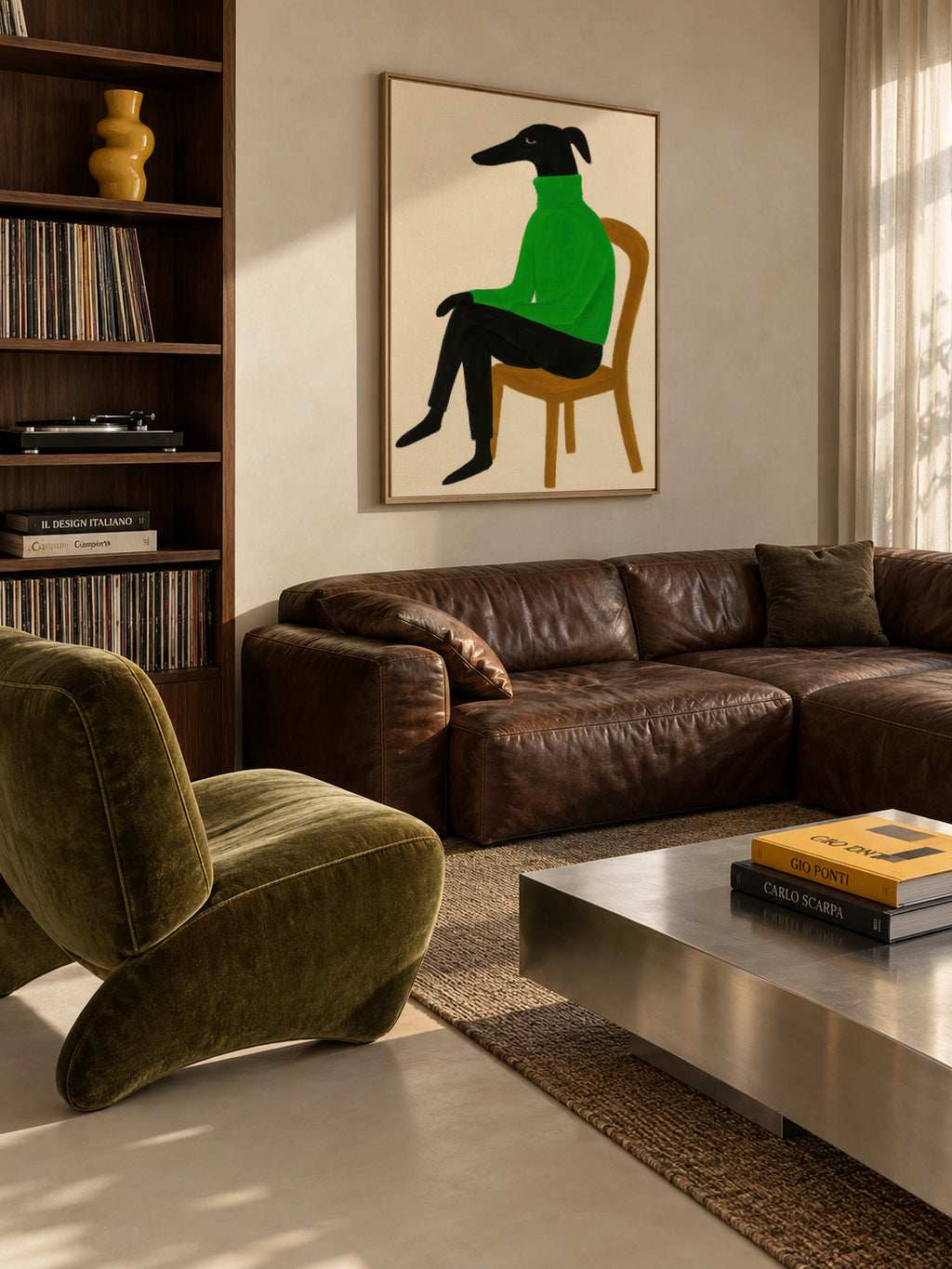 Green Turtleneck - Framed canvas in an interior