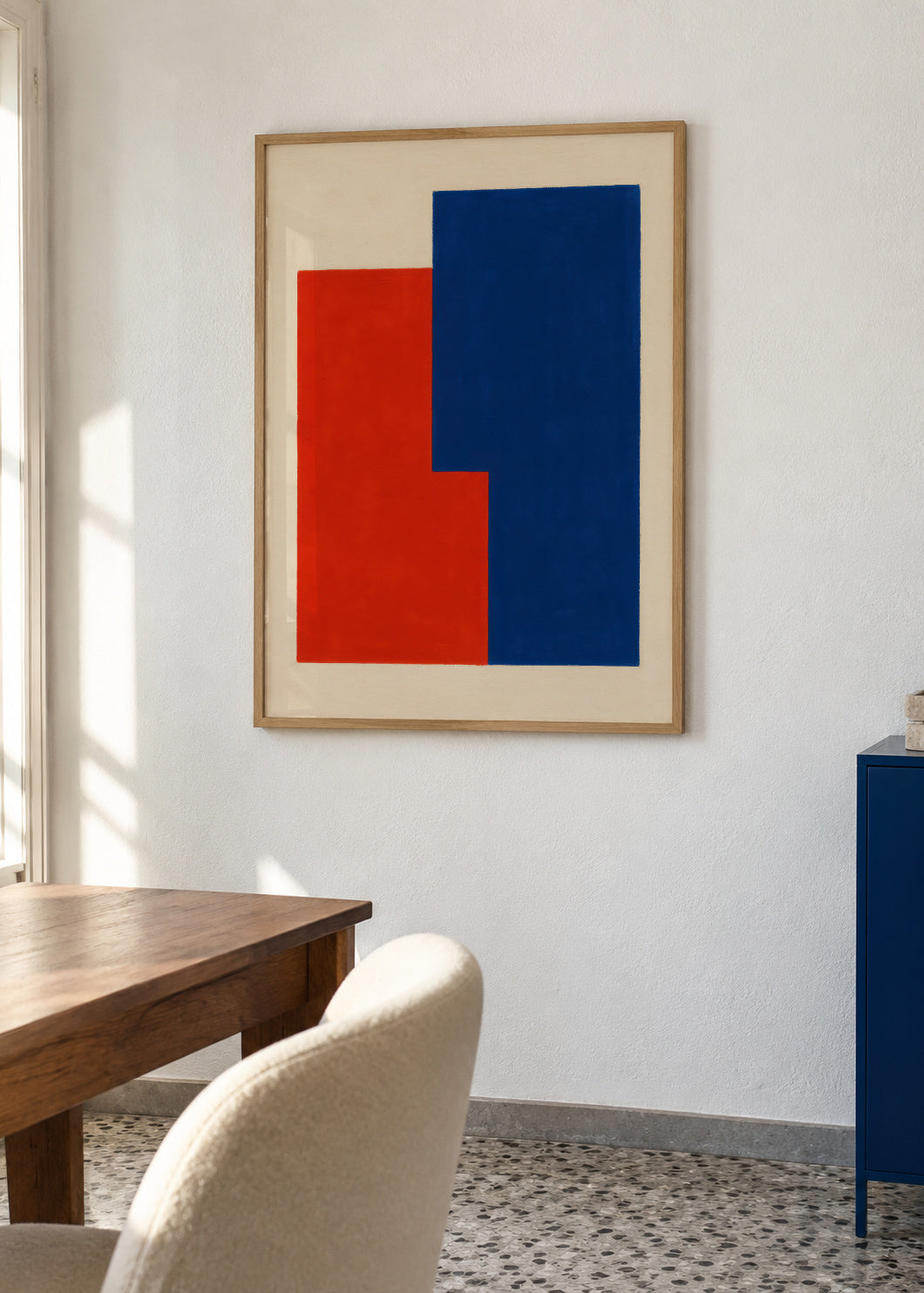 Crimson & Azure I - Framed poster in an interior