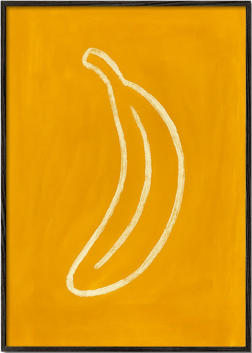 Obraz do kuchyně: žlutý banán minimalistický – Black Frame