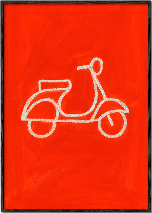 Ilustrace červeného skútru – Black Frame