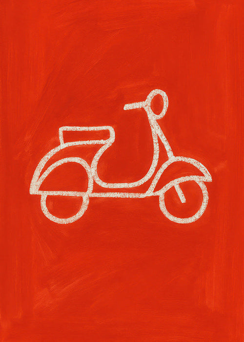 Ilustrace červeného skútru