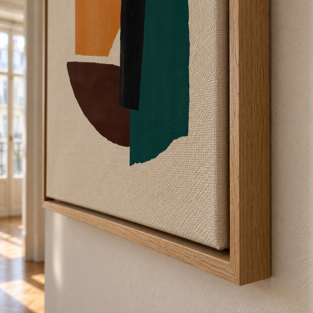 Ochre Balance - Framed canvas detail
