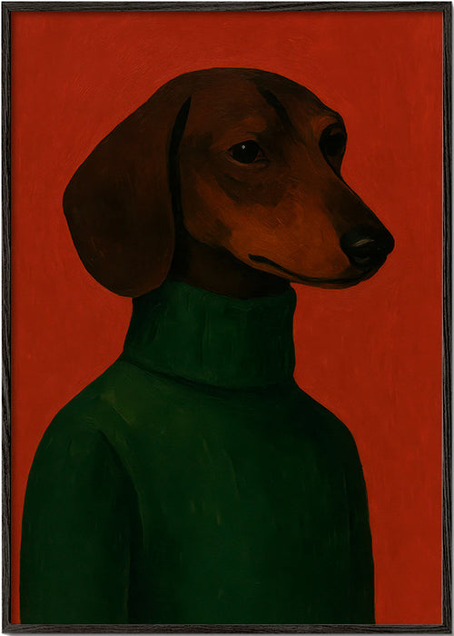 Portrét psa v zeleném svetru – Black Frame