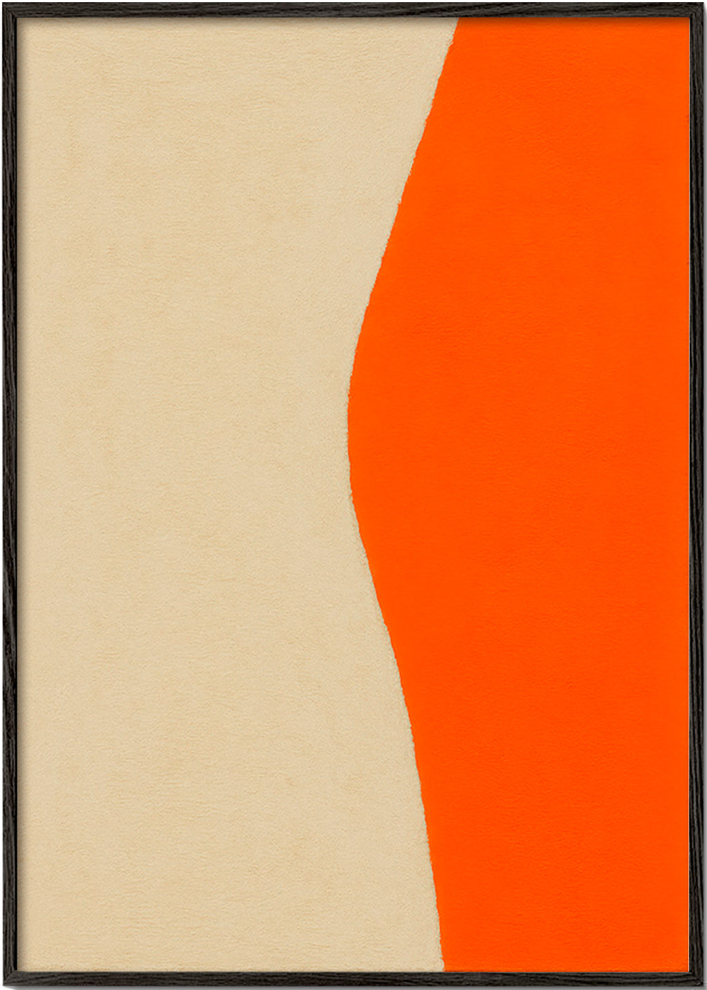 Abstraktní obraz s oranžovou křivkou – Black Frame