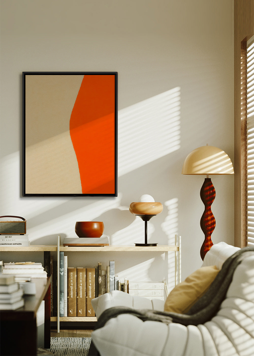 Abstraktní obraz s oranžovou křivkou – Canvas1