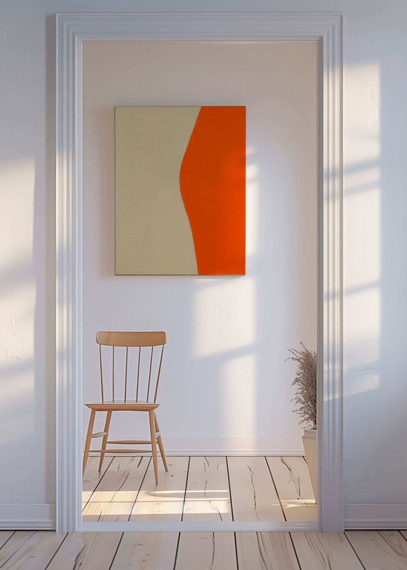 Abstraktní obraz s oranžovou křivkou – Canvas