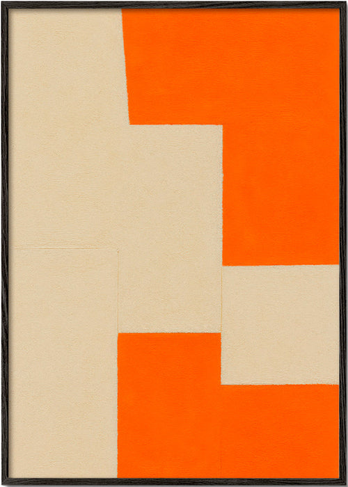 Geometrický obraz béžová a oranžová – Black Frame