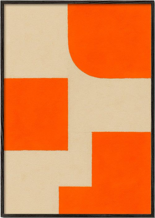 Geometrické umění v oranžové a béžové s modulárními bloky – Black Frame