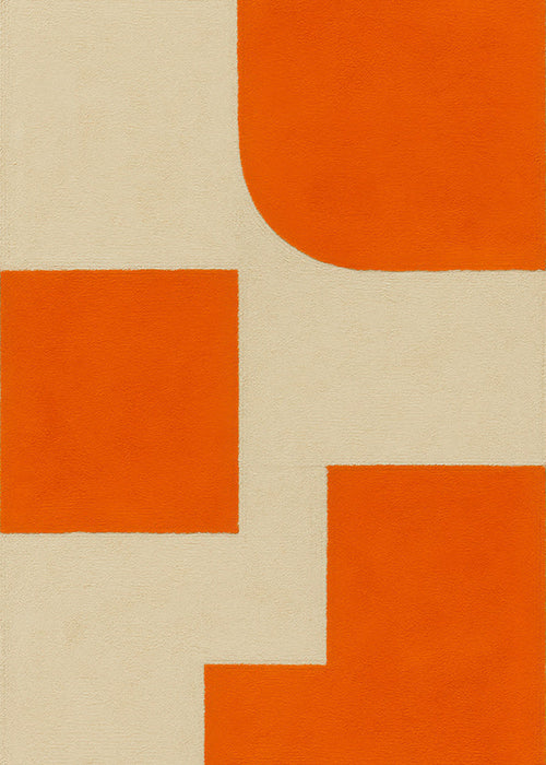 Geometrické umění v oranžové a béžové s modulárními bloky