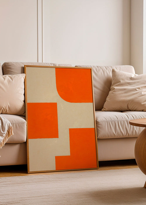 Geometrické umění v oranžové a béžové s modulárními bloky – Product1