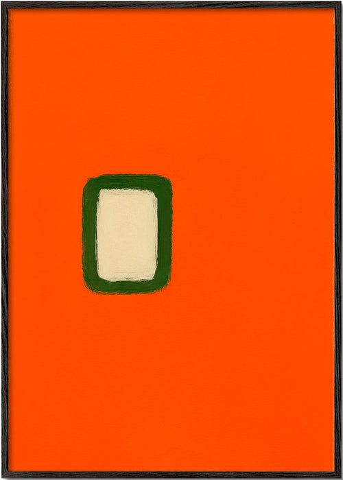 Minimalistický oranžový panel se zeleným středem – Black Frame