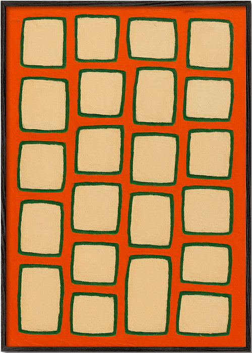 Geometrický obraz mřížka terrakota – Black Frame