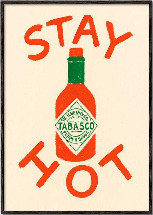 Obraz do kuchyně Stay Hot ilustrovaná láhev – Black Frame