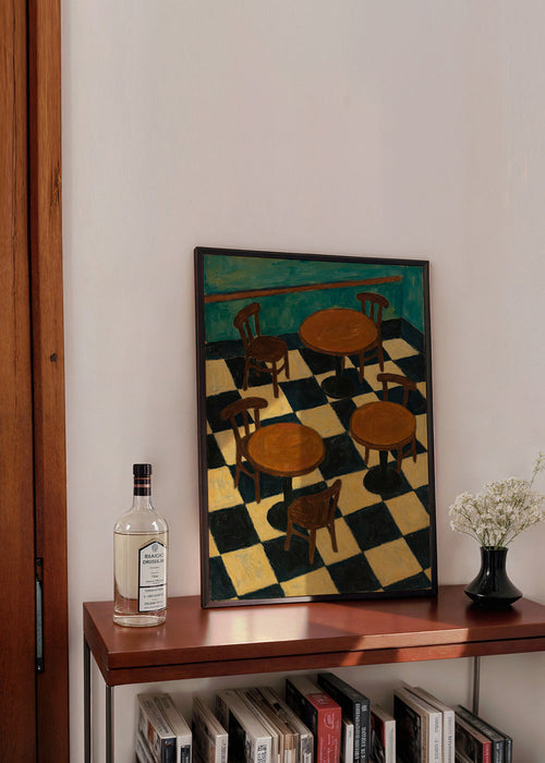 Obraz do kuchyně s bistro stoly na šachovnici – Product1