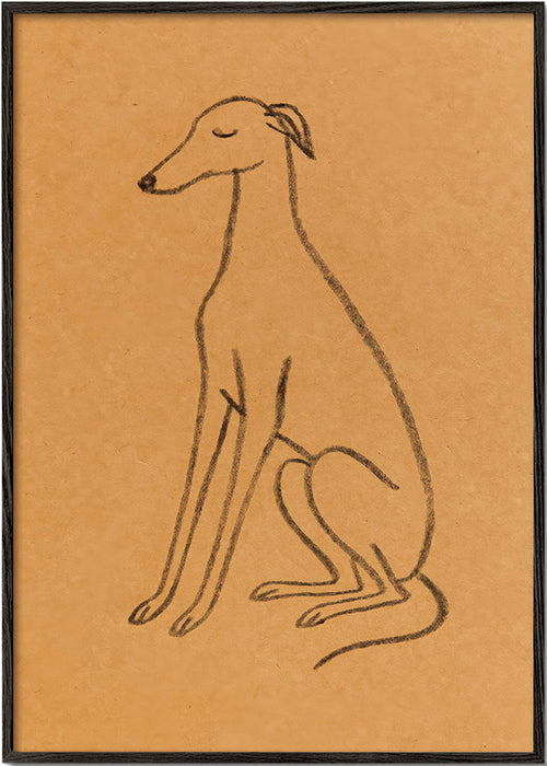 Silueta chrta kreslená linkou – Black Frame
