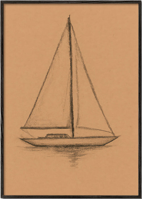 Černobílé umění: skica plachetnice – Black Frame