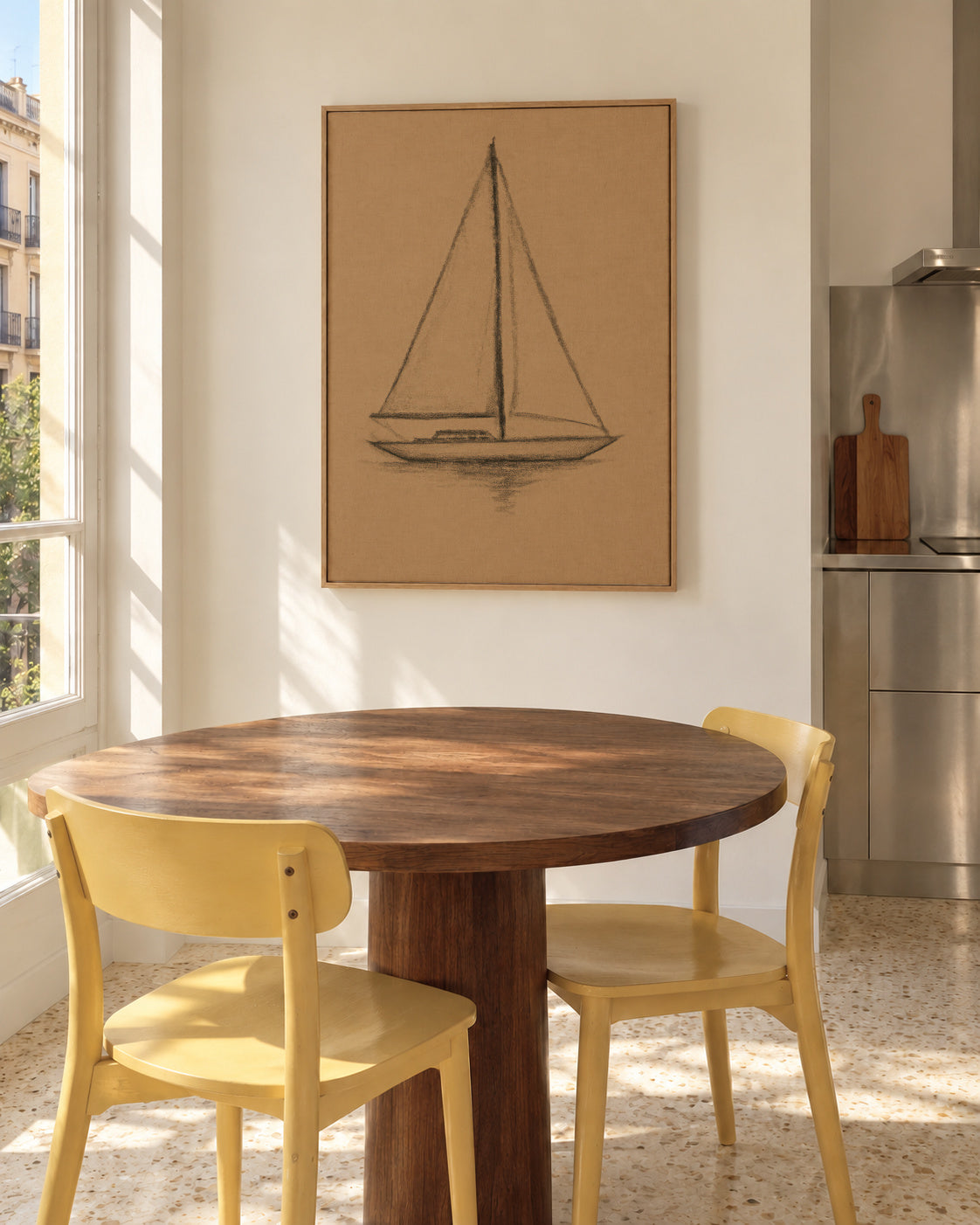 Charcoal Sails - Framed canvas in an interior