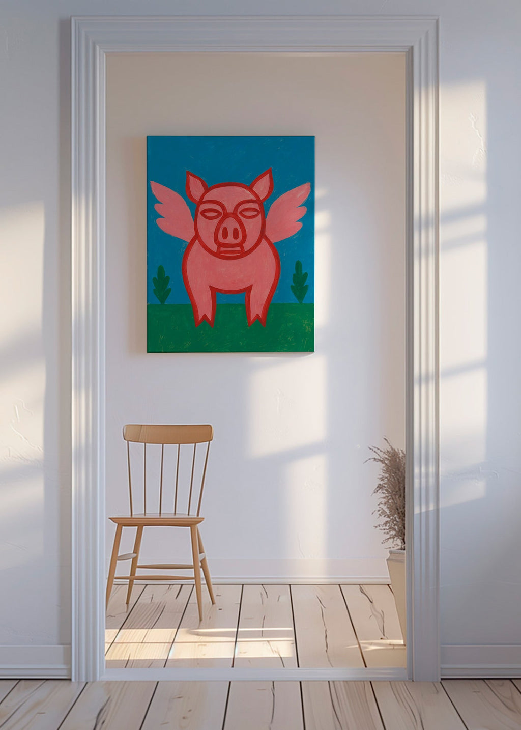 Obraz letící prase hravá ilustrace – Canvas