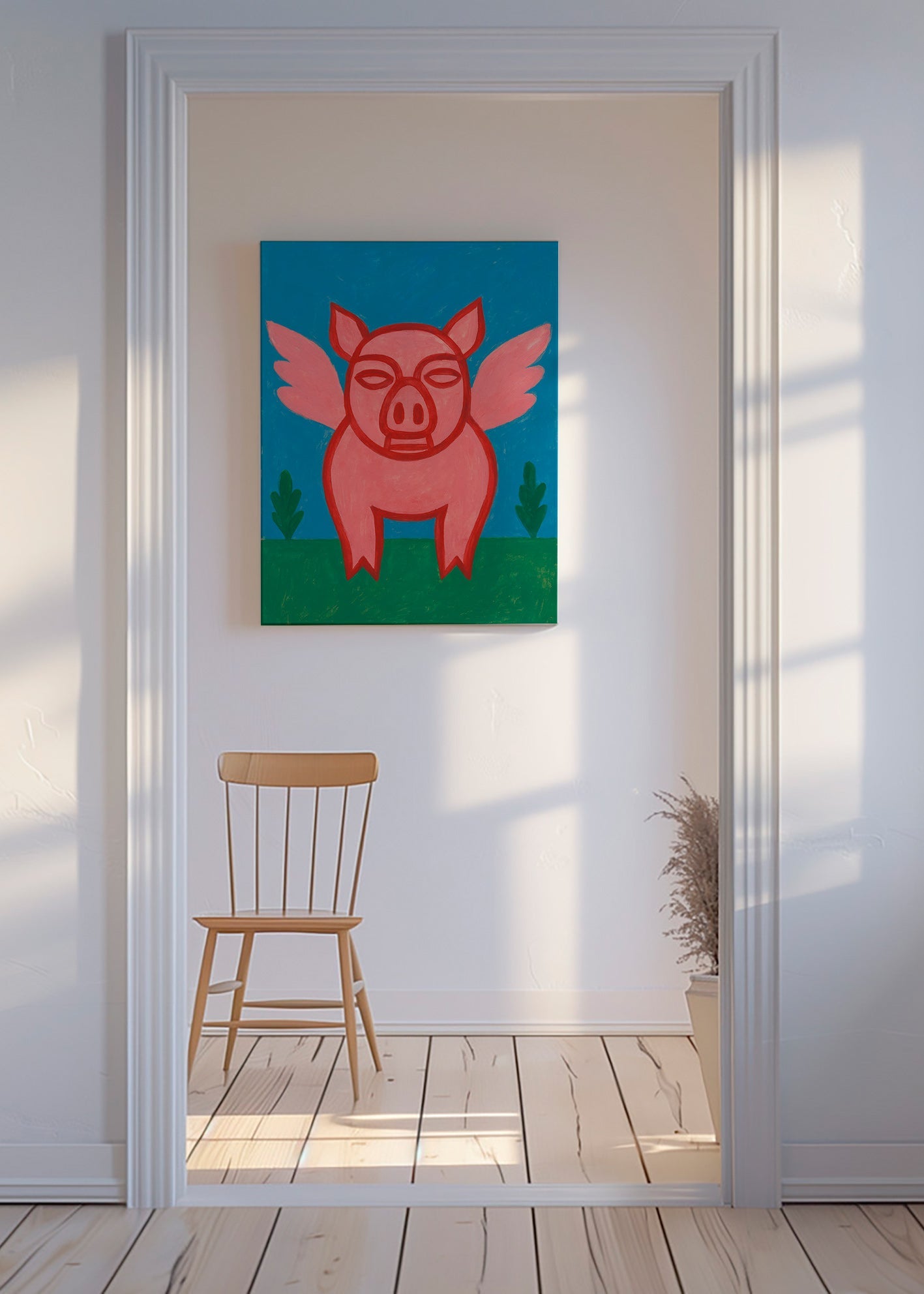 Obraz letící prase hravá ilustrace – Canvas