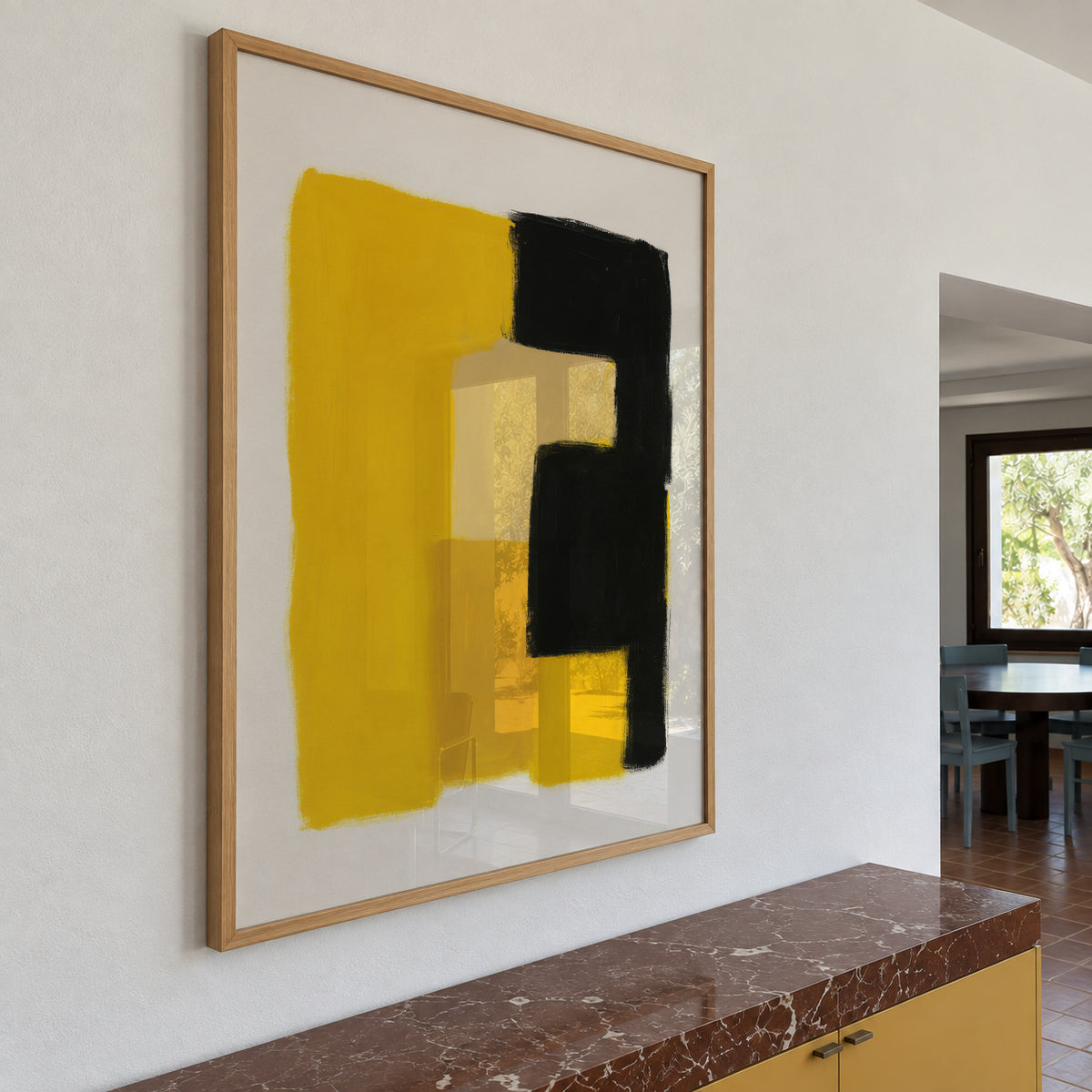 Yellow Structure - Framed poster in an interior