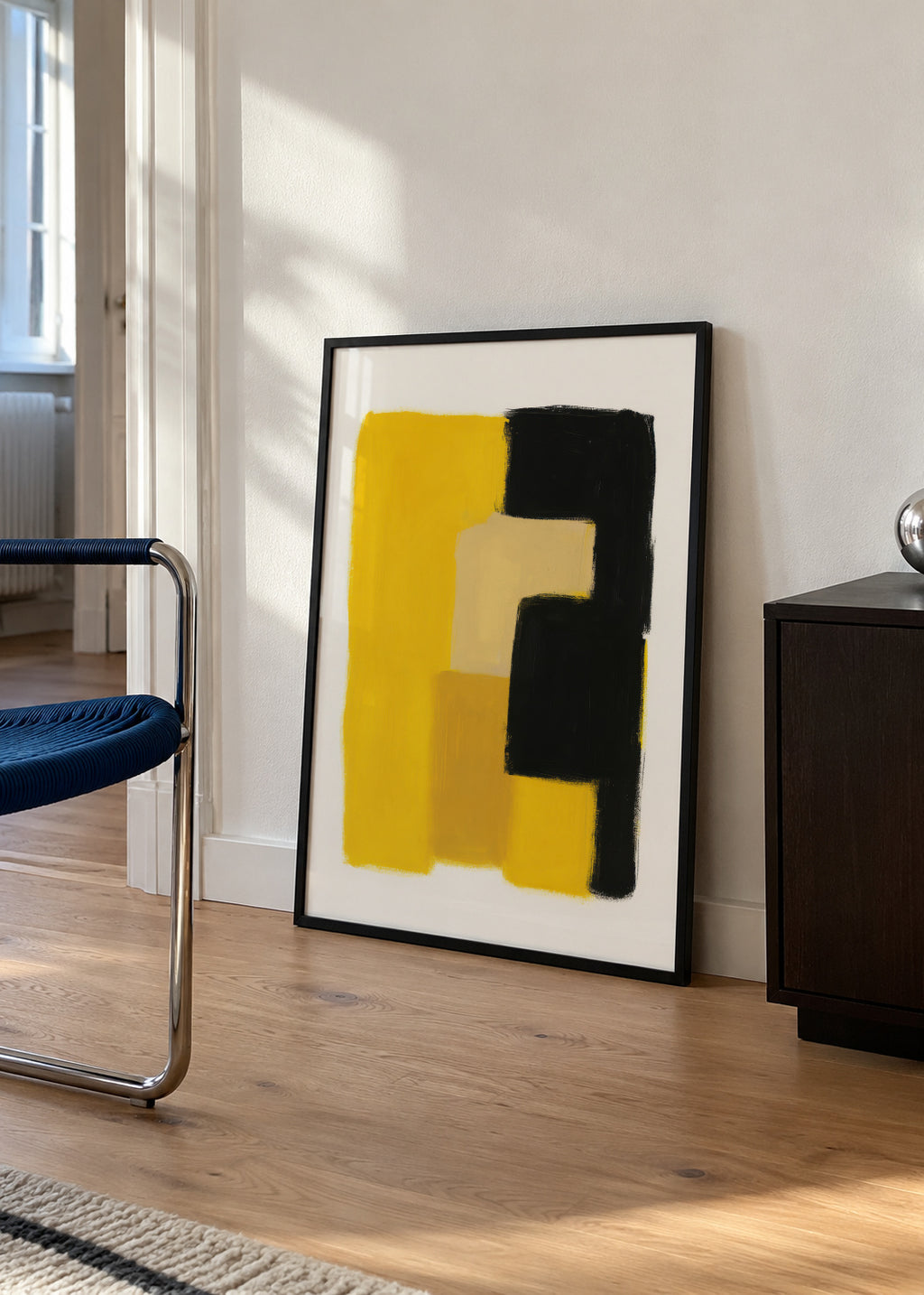 Yellow Structure - Framed poster in an interior
