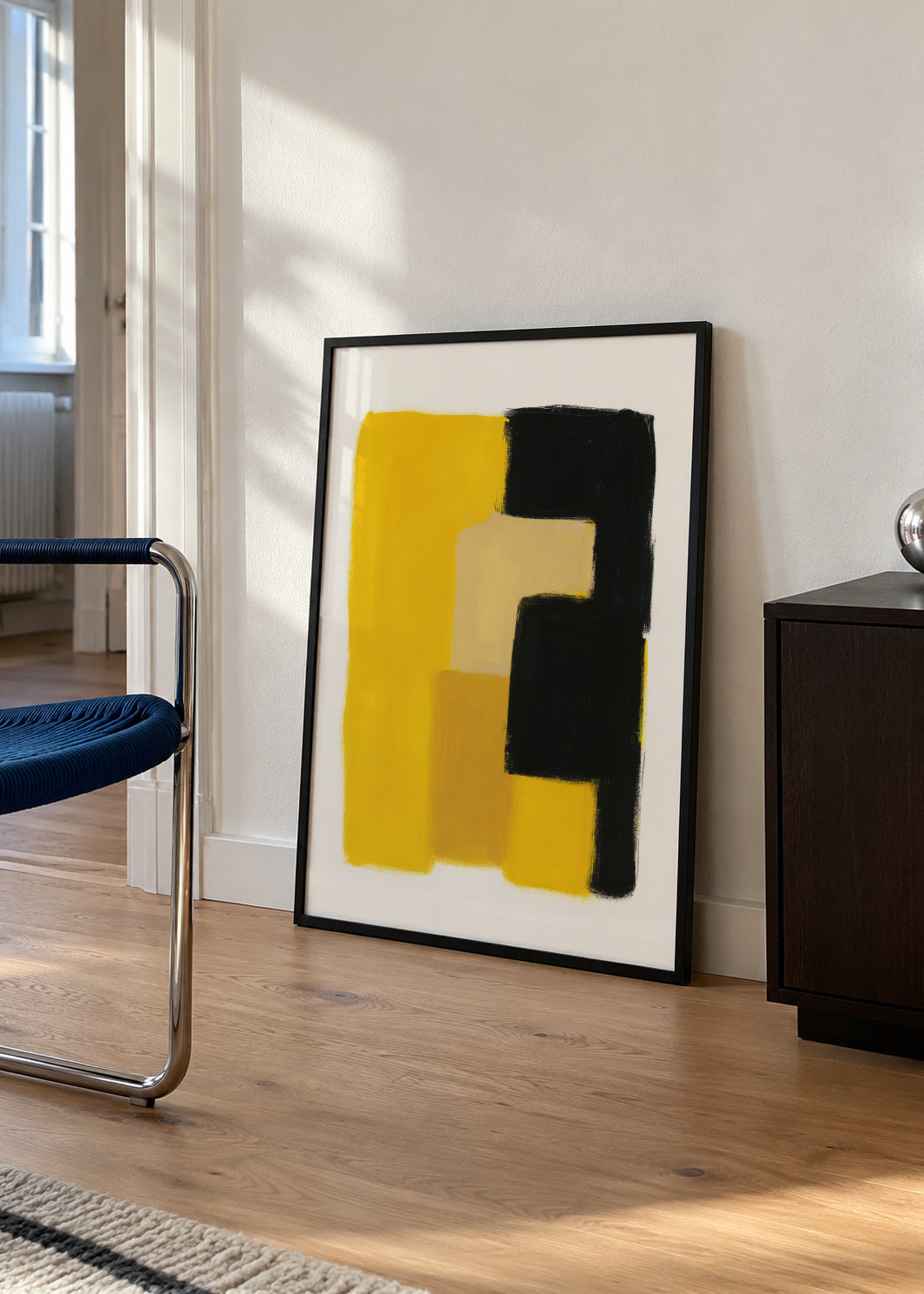 Yellow Structure - Framed poster in an interior