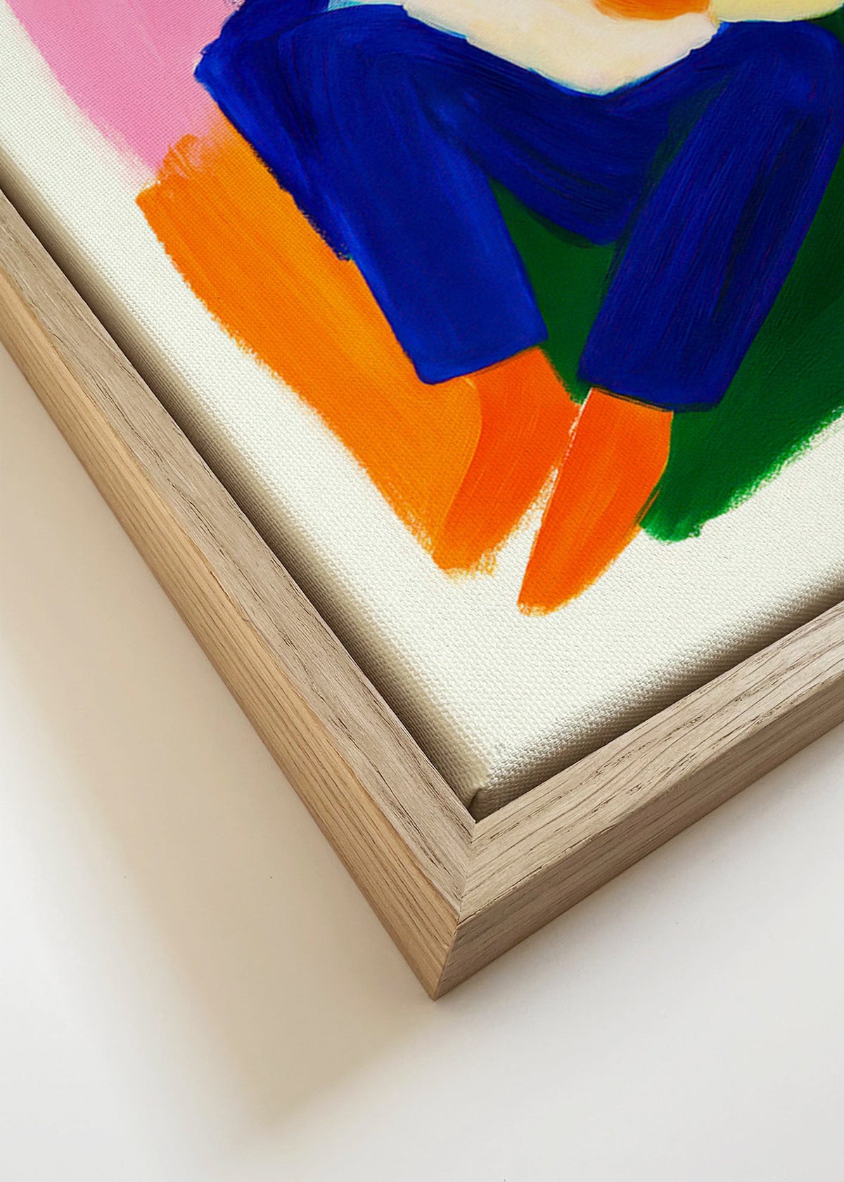 Ilustrace sedící postavy v jasných barvách – Canvas detail