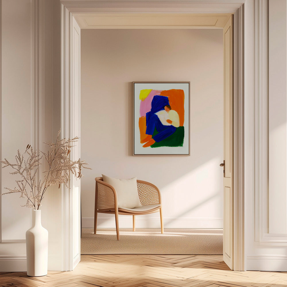 Ilustrace sedící postavy v jasných barvách – Canvas2