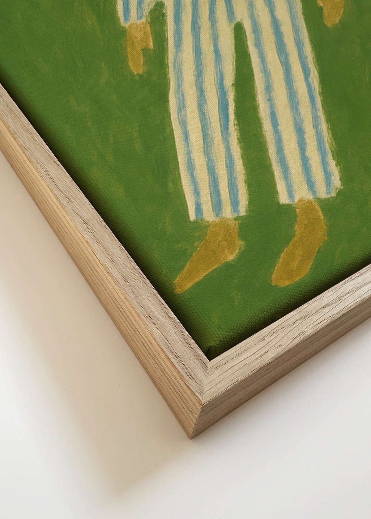 Ilustrace postavy ležící v pruhovaném pyžamu – Canvas detail