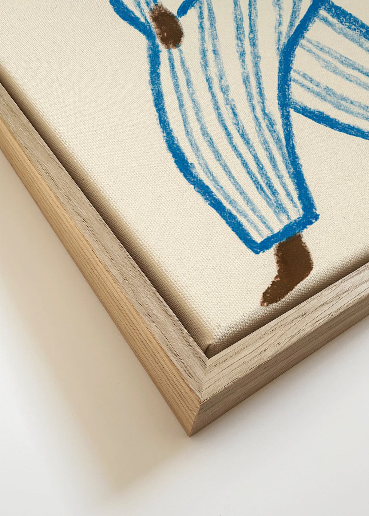 Ilustrace jdoucí postavy s modrými liniemi – Canvas detail