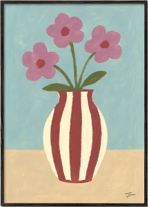 Botanický plakát s váza a květinami – Black Frame