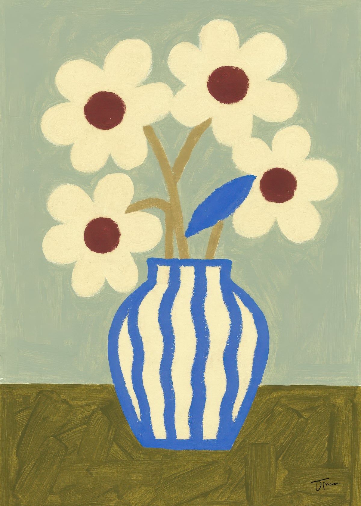 Blue Waves Vase - Unframed art print