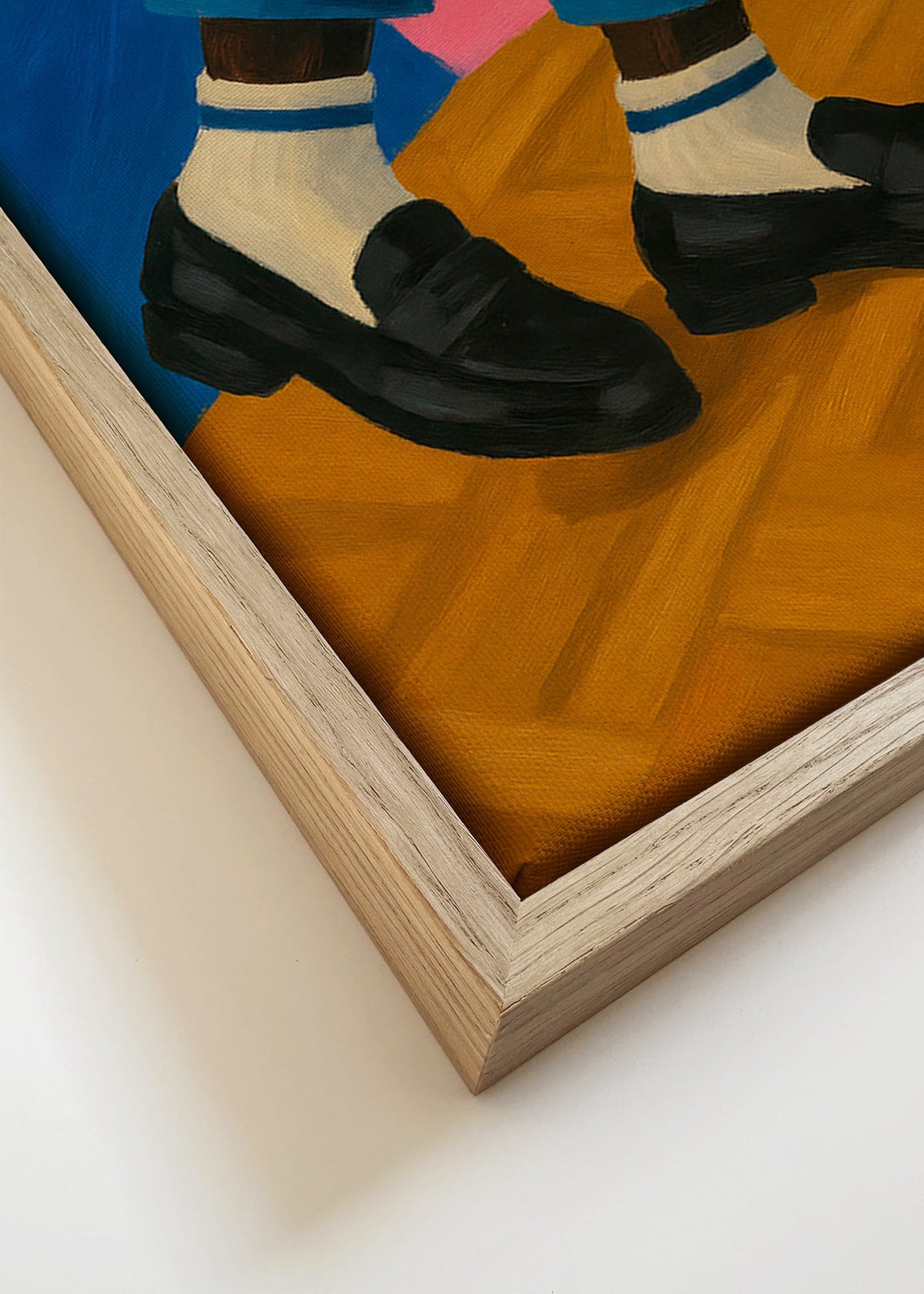 Ilustrace loafer s proužkovanými ponožkami – Canvas detail