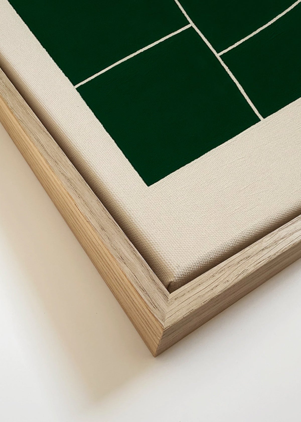 Abstraktní obraz se zelenými políčky – Canvas detail