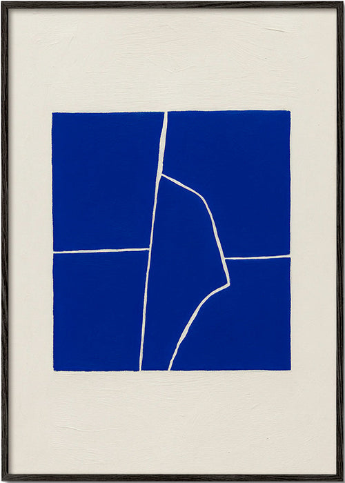 Abstraktní modrá malba s geometrickou trhlinou – Black Frame