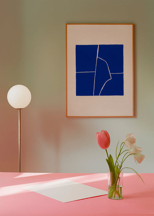 Abstraktní modrá malba s geometrickou trhlinou – Product1