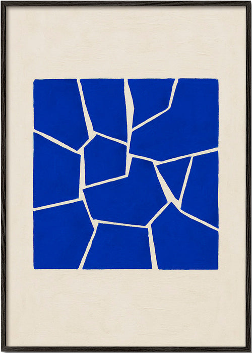 Abstraktní dílo modré s geometrickými fragmenty – Black Frame